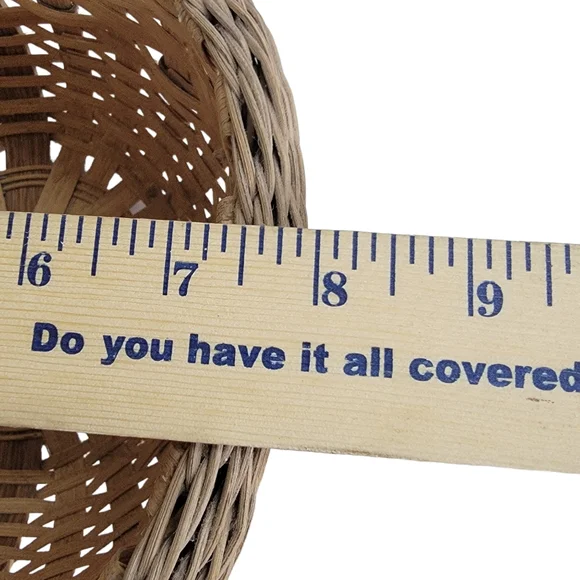 Basket Woven Brown Tall Single Oak Handle Decorative 8" x 7" Vintage Sturdy. - Picture 6 of 8